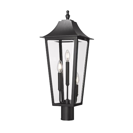 Z-Lite Gannon 3 Light Outdoor Post Mount Fixture, 10in. W x 26.75in. H, Black 5008PHBR-BK
